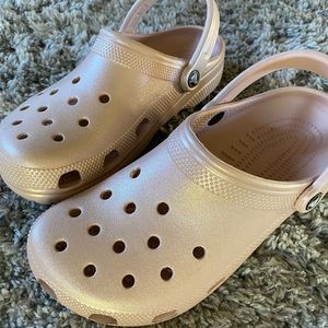 Rose Gold “Shiny” Crocs, Size 9, worn twice